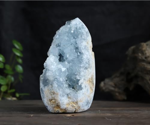 MOGEMT Large Raw Blue Celestite Crystal Geode Natural Healing Crystal Cluster Irregular Celestine Stone Home Decor 4-6 Lbs