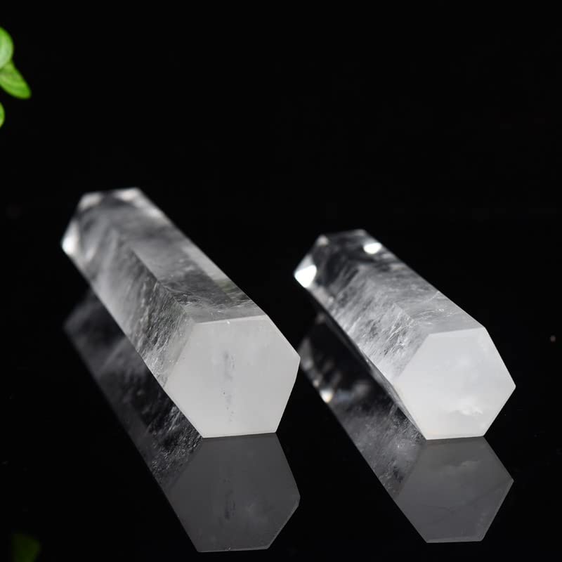 WUYOUSHI Large Clear Quartz Healing Crystal Towers / 7.08-7.87" Natural Crystal Wand / 6 Faceted Chakra Crystal Point Reiki Meditation Therapy