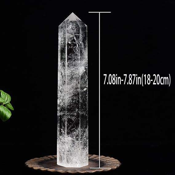 WUYOUSHI Large Clear Quartz Healing Crystal Towers / 7.08-7.87" Natural Crystal Wand / 6 Faceted Chakra Crystal Point Reiki Meditation Therapy