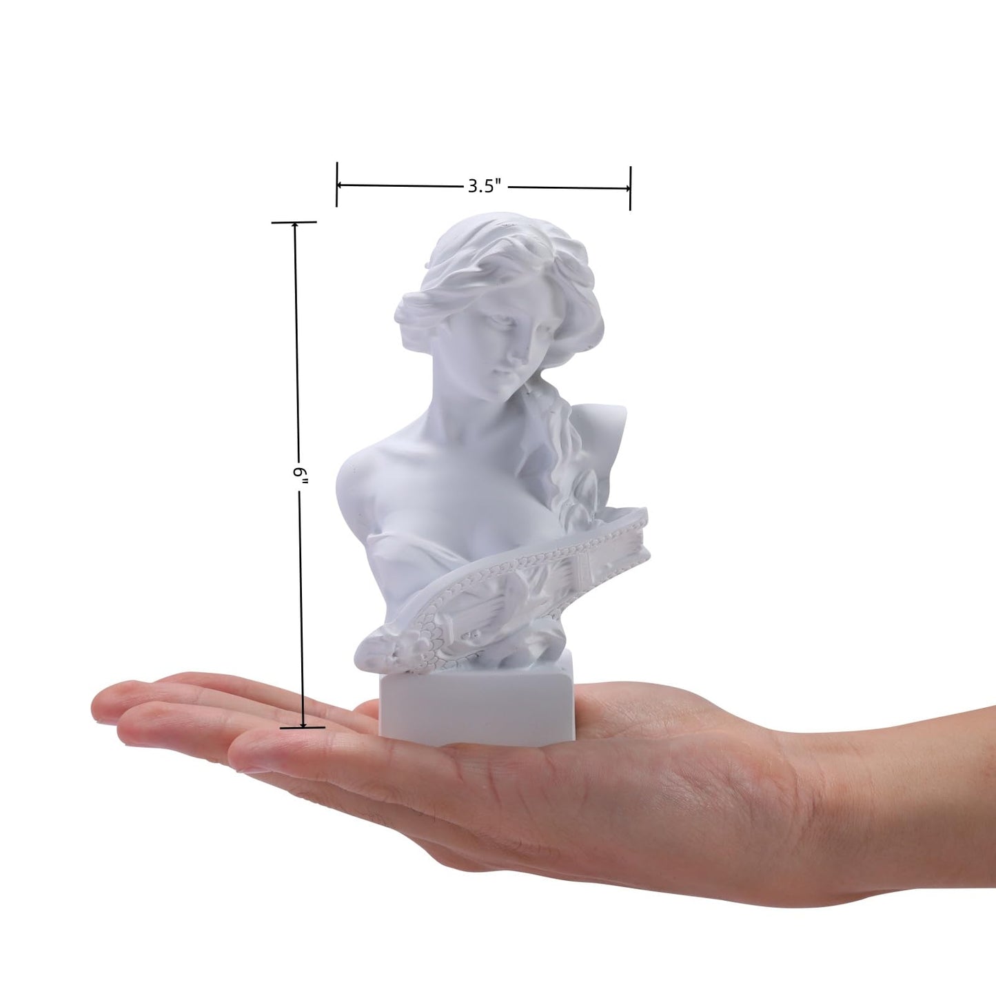 HODESunPure 6" H Small Greek Goddess Bust Statue Sculpture Home Decorations, Classic Aphrodite Ancient Greek Mythology Head Statue Decor for Bookshelves, Shelves, Partition Decor (White)