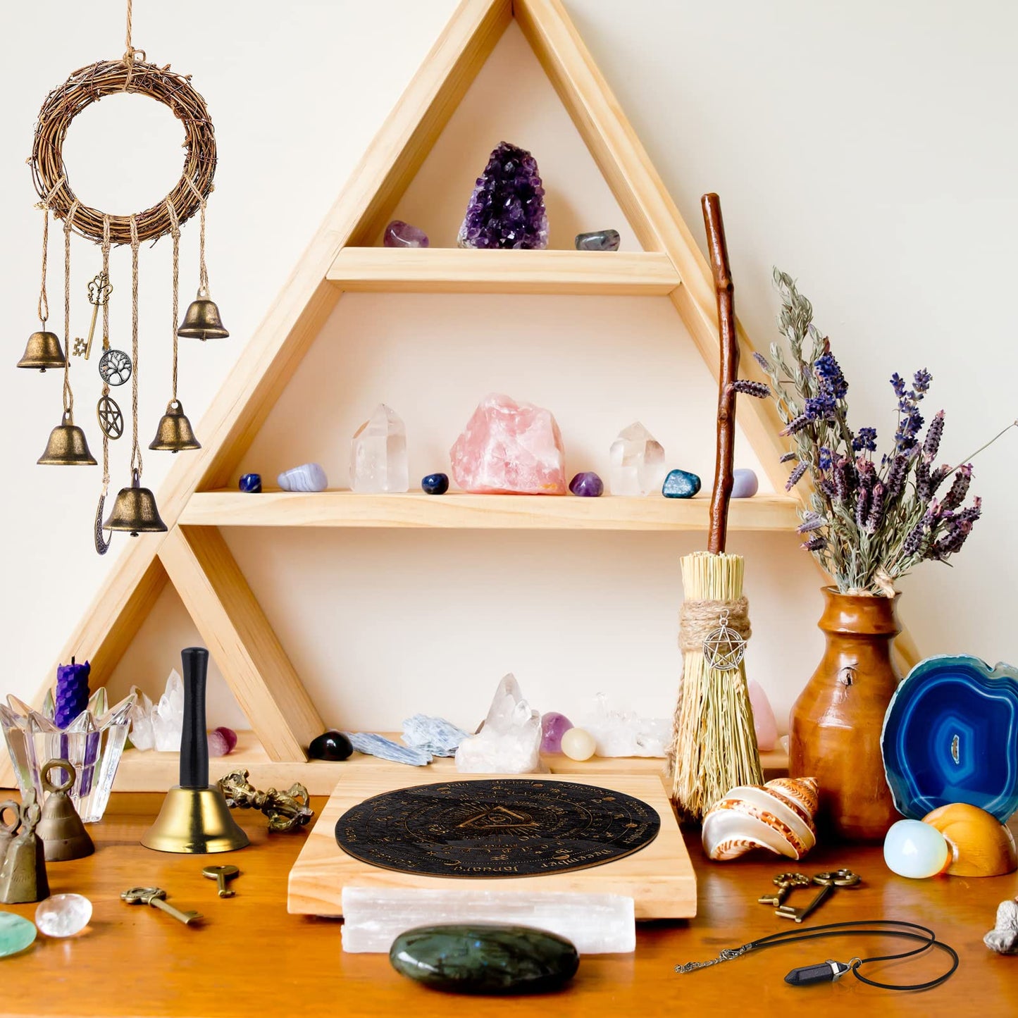 TigeJoy All in One Witchcraft Supplies Witch Stuff Spell Kit 88 PCS, Wiccan Supplies and Tools, Include Herb Crystal Candle Amethyst Pendulum, Witch Gift Wiccan Starter Kit Altar Supplies Pagan Decor