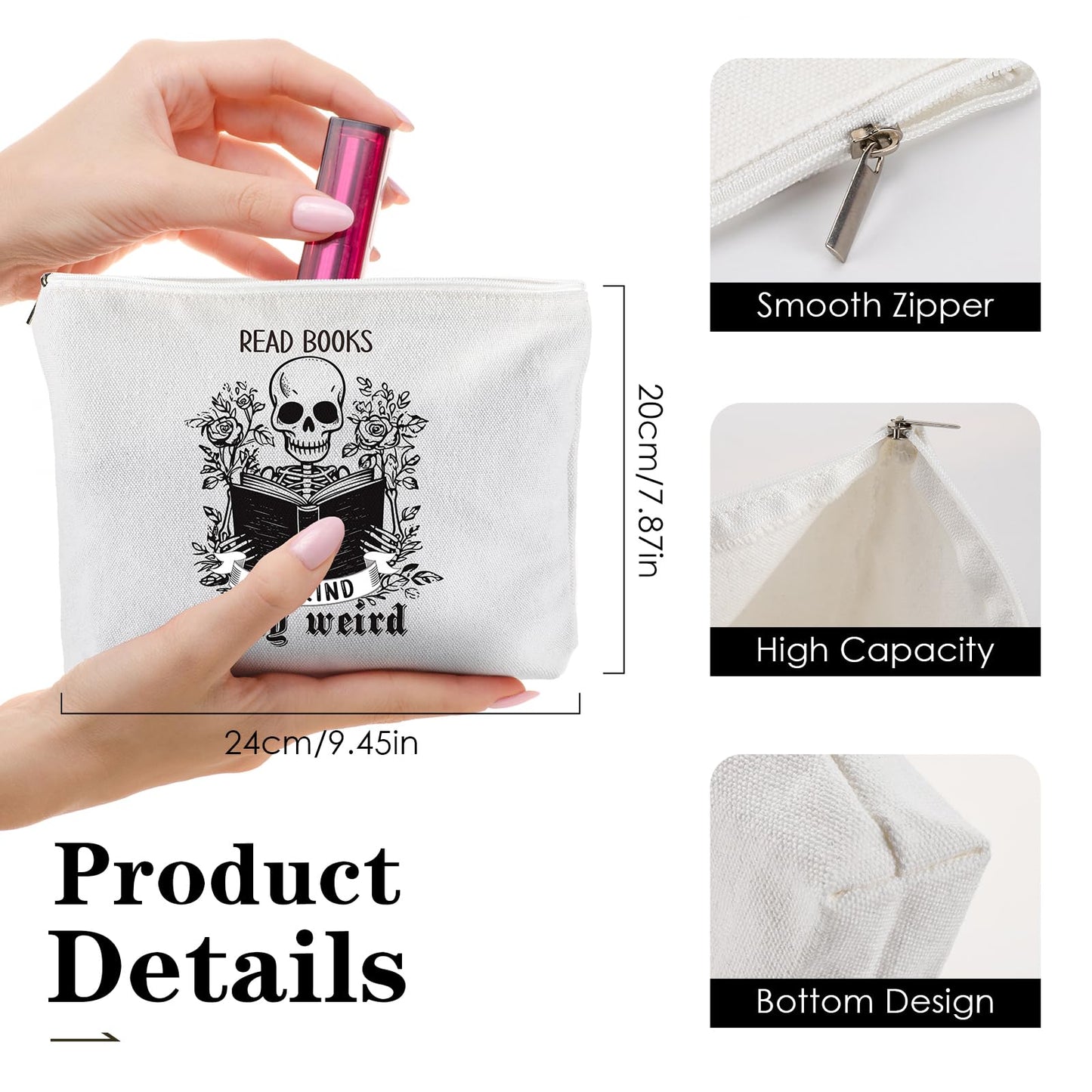 VeloKomo Gothic Canvas Bag Set - Smut Book Lover Gift 2Pcs Be Kind Reusable Funny Read Cloth Bags with Makeup Bag Aesthetic Romance Smutty Gifts for Lovers Birthday Shopping Reading Grocery Travel
