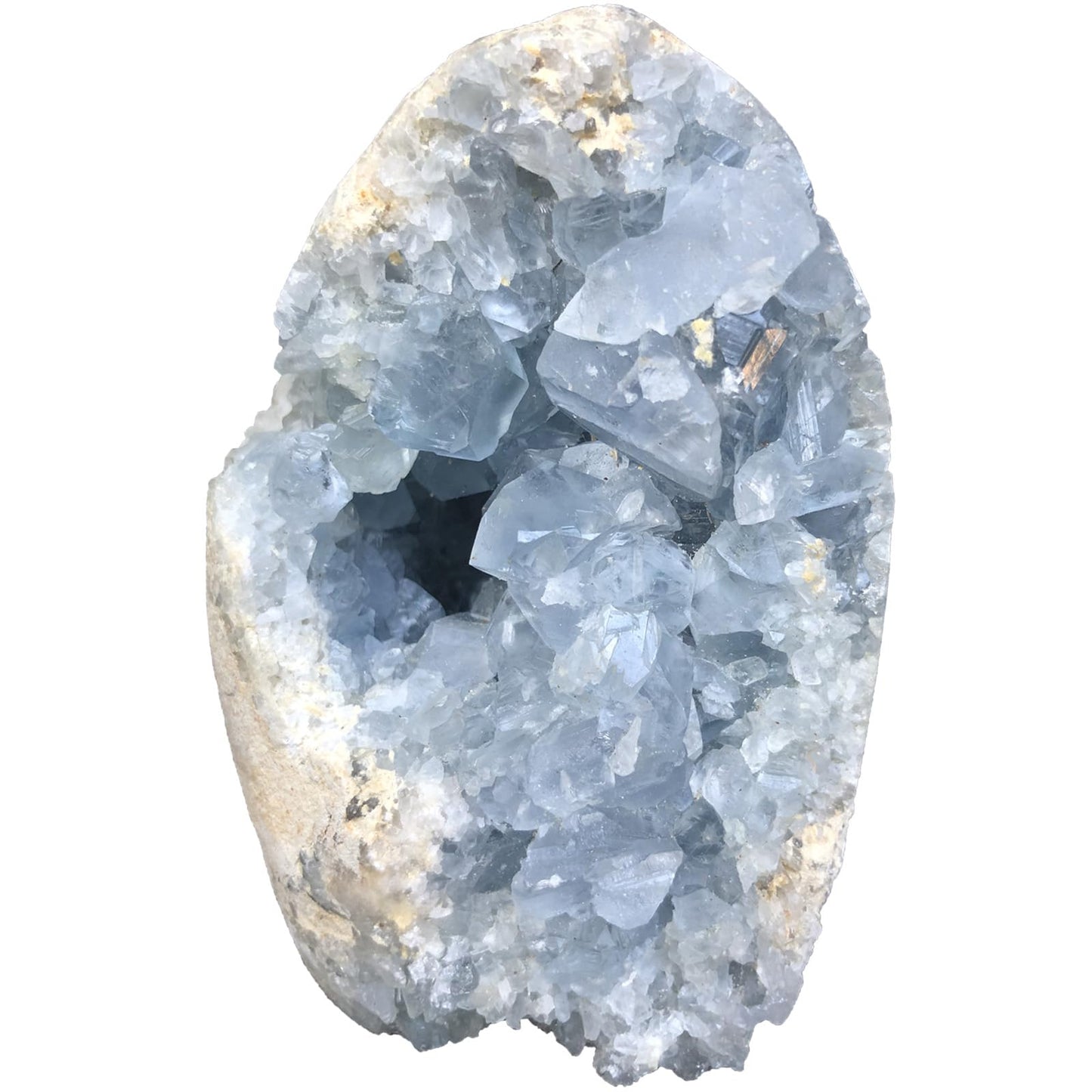 MOGEMT Large Raw Blue Celestite Crystal Geode Natural Healing Crystal Cluster Irregular Celestine Stone Home Decor 4-6 Lbs
