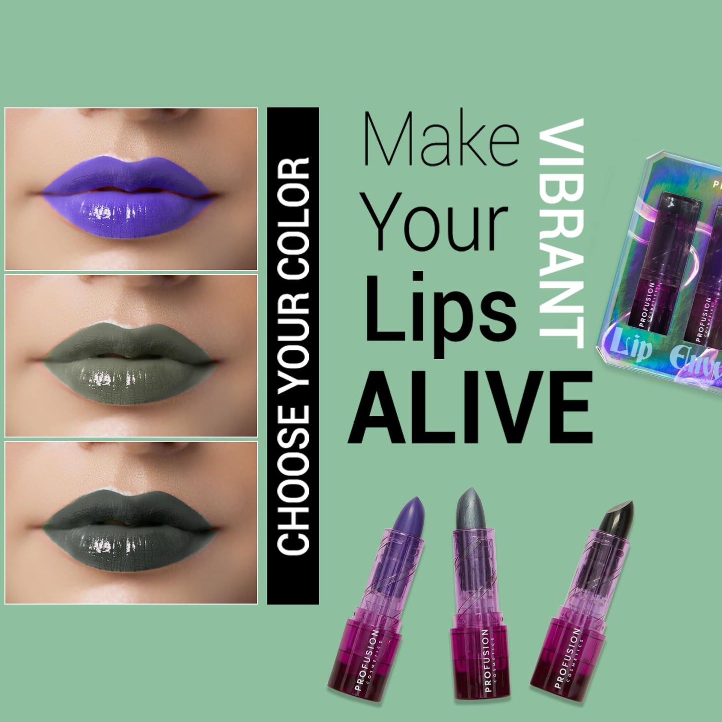 Profusion Cosmetics Sea Witch 3 PC Satin Lip Tint Set, Long Lasting Glamour with Mesmerizing Shades, Dive Into Intense Color and Rise Your Makeup Routine With Premium Beauty Tool
