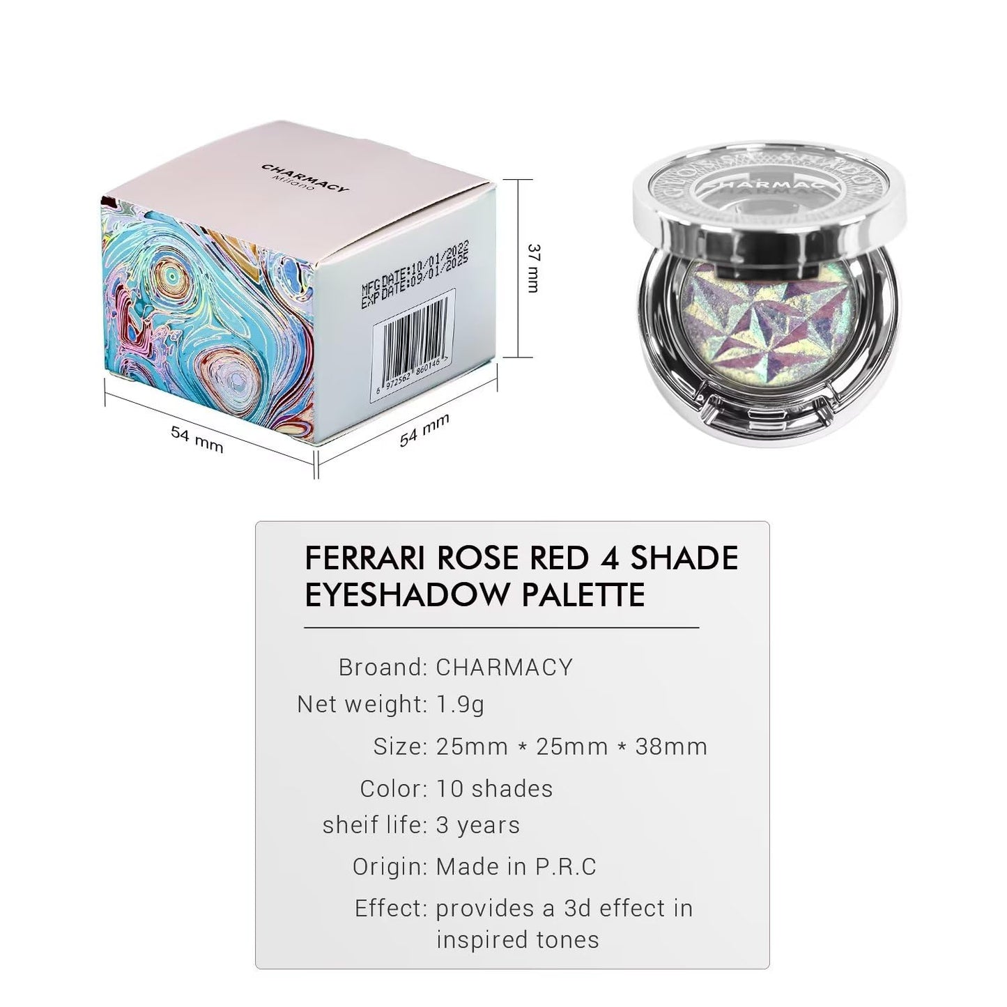 CHARMACY Multichrome Eyeshadow, Insane Shifters Chameleon Eyeshadow, Creates High-Impact, Glitter Metallic Eye Looks, 100% Vegan and Cruelty Free, 1.9g (#810)