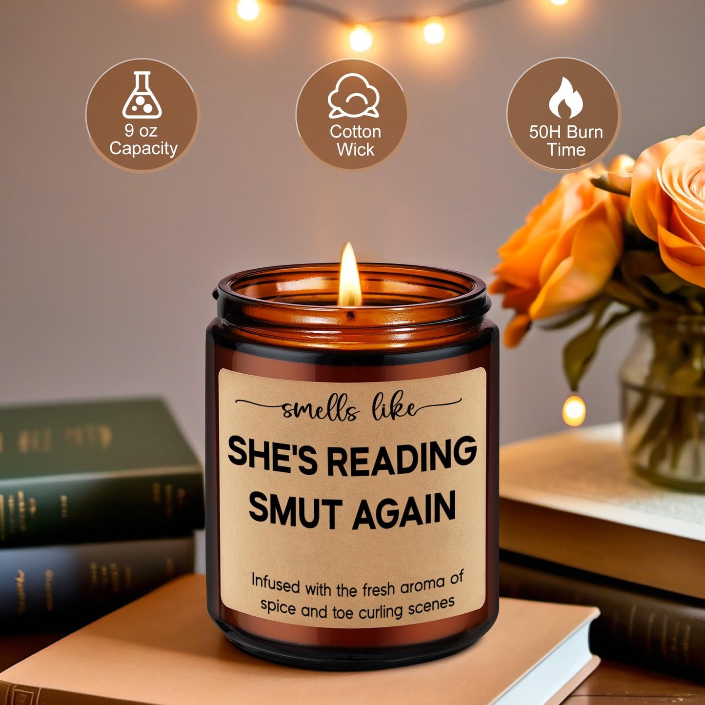 LEADO Reading Candle, Book Lovers Gifts - Bookish Candle, Present for Readers, Bookish Decor - Funny Reading, Birthday, Mothers Day Gifts for Book Lovers Women, Romance Reader, Bookworm, Librarian