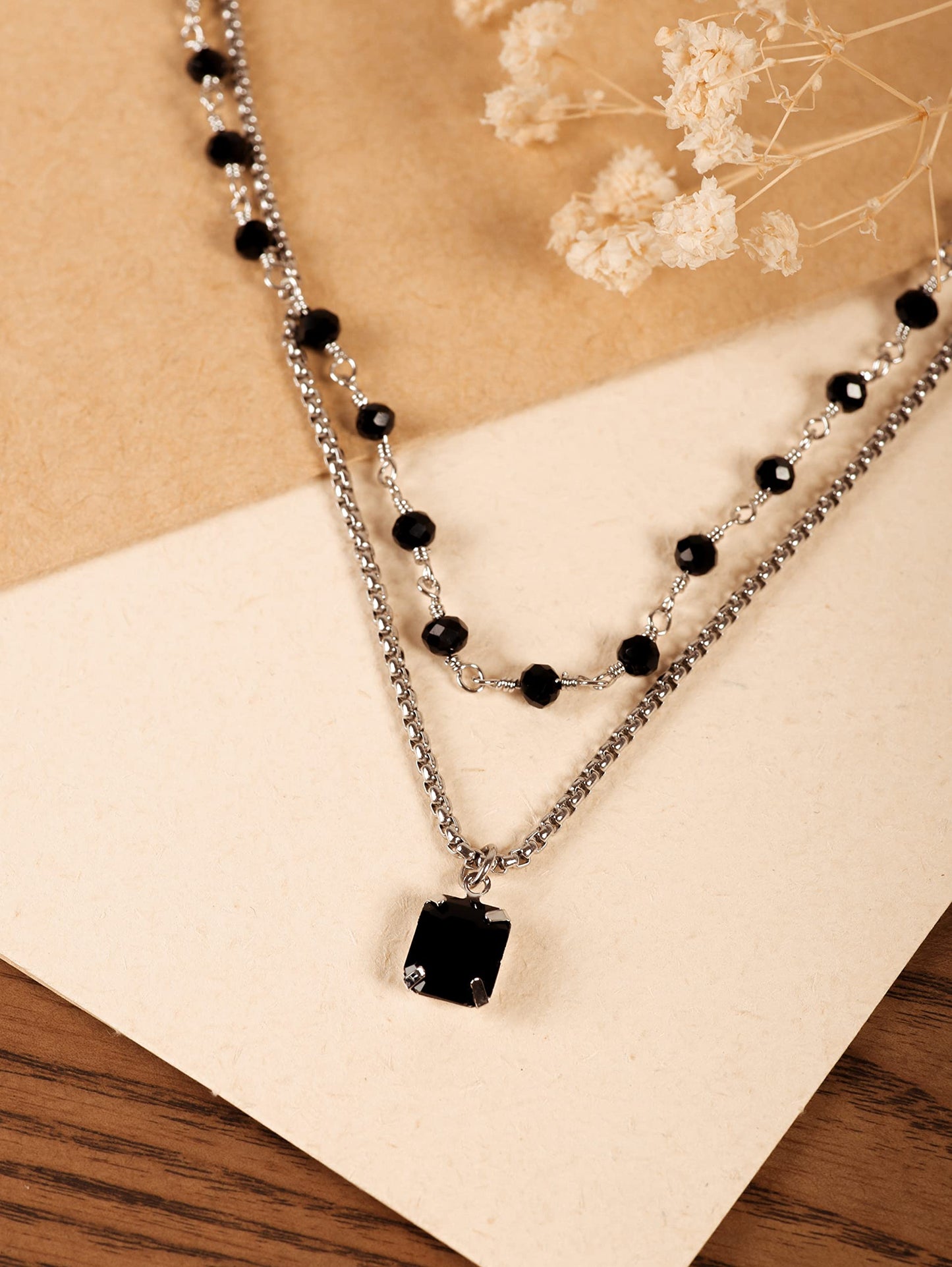 Sacina Gothic Boho Crystal Necklace, Layered Necklace, Black Choker, Gothic Choker, Christmas New Year Jewelry Gift For Women