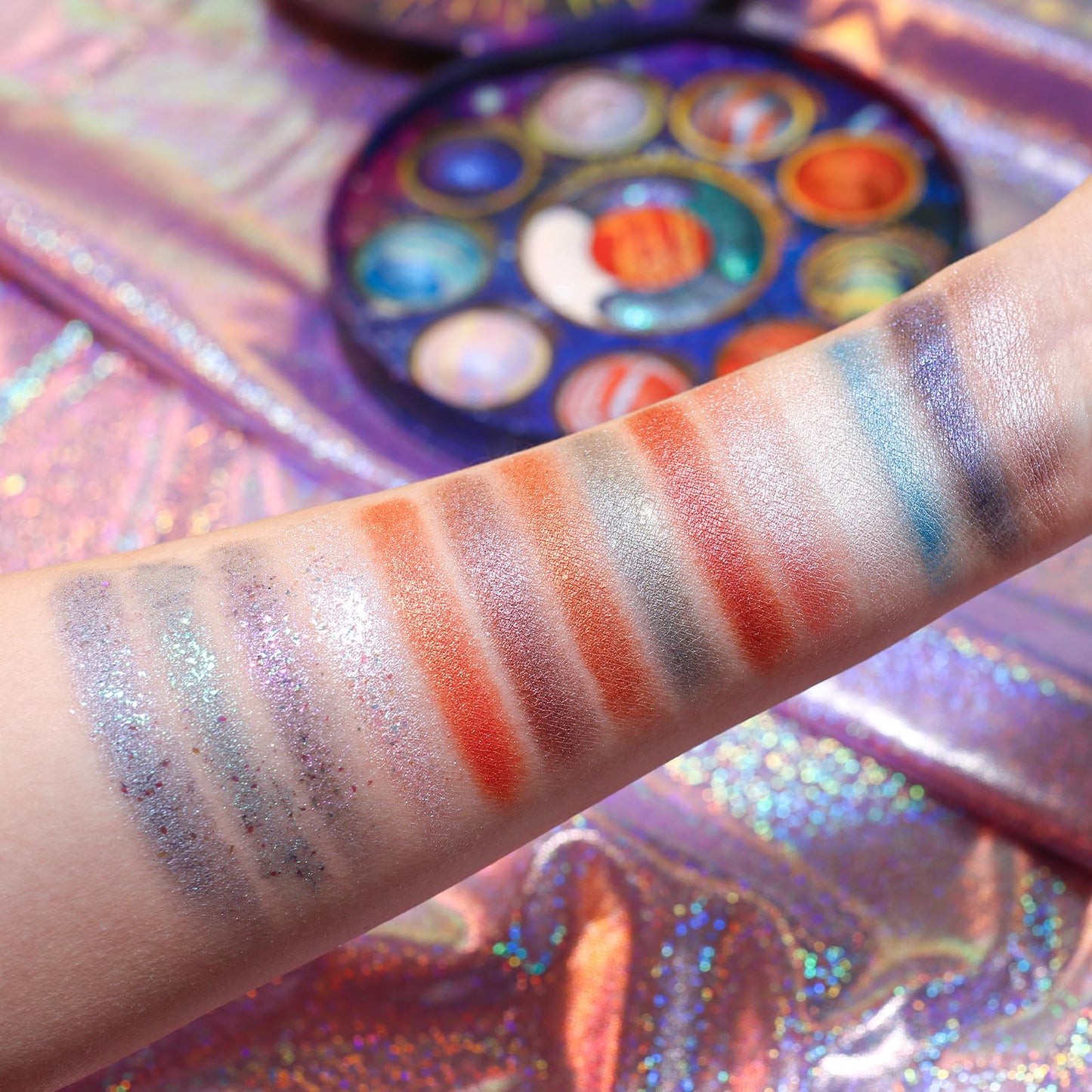 Tintark Galactic Assemble Eyeshadow Palette 14 Colors Glitter Shimmer Metallic Eye Shadow Pallet Brown Blue Galaxy Eye Makeup Palettes Create Space-like Eyes Make up Vegan & Talc Free