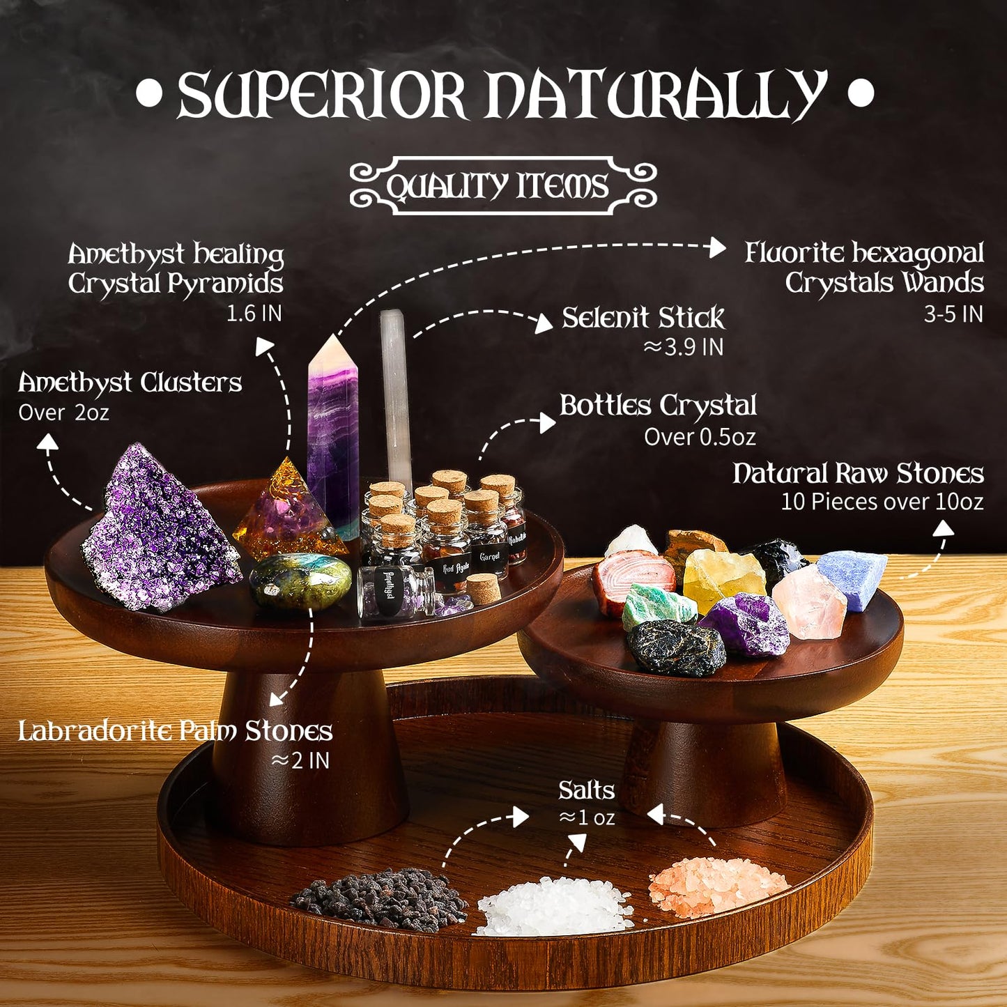 SHYSHINY Huge Witchcraft Kit, 200Pack Witchcraft Supplies for Witch Spells, Wiccan Supplies and Tools with Wooden Box Witch Starter Kit for Beginners