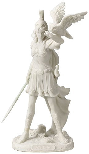JFSM INC. Athena - Greek Goddess of Wisdom and War with Owl Statue