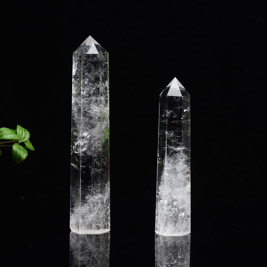 WUYOUSHI Large Clear Quartz Healing Crystal Towers / 7.08-7.87" Natural Crystal Wand / 6 Faceted Chakra Crystal Point Reiki Meditation Therapy