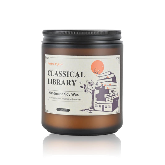 Ventro Vykor Classical Library Candle,Book Lovers Gifts,4 oz 20 Hours Burn Soy Wax Candle Gift for Readers Birthday Gifts for Book Lovers,Librarian