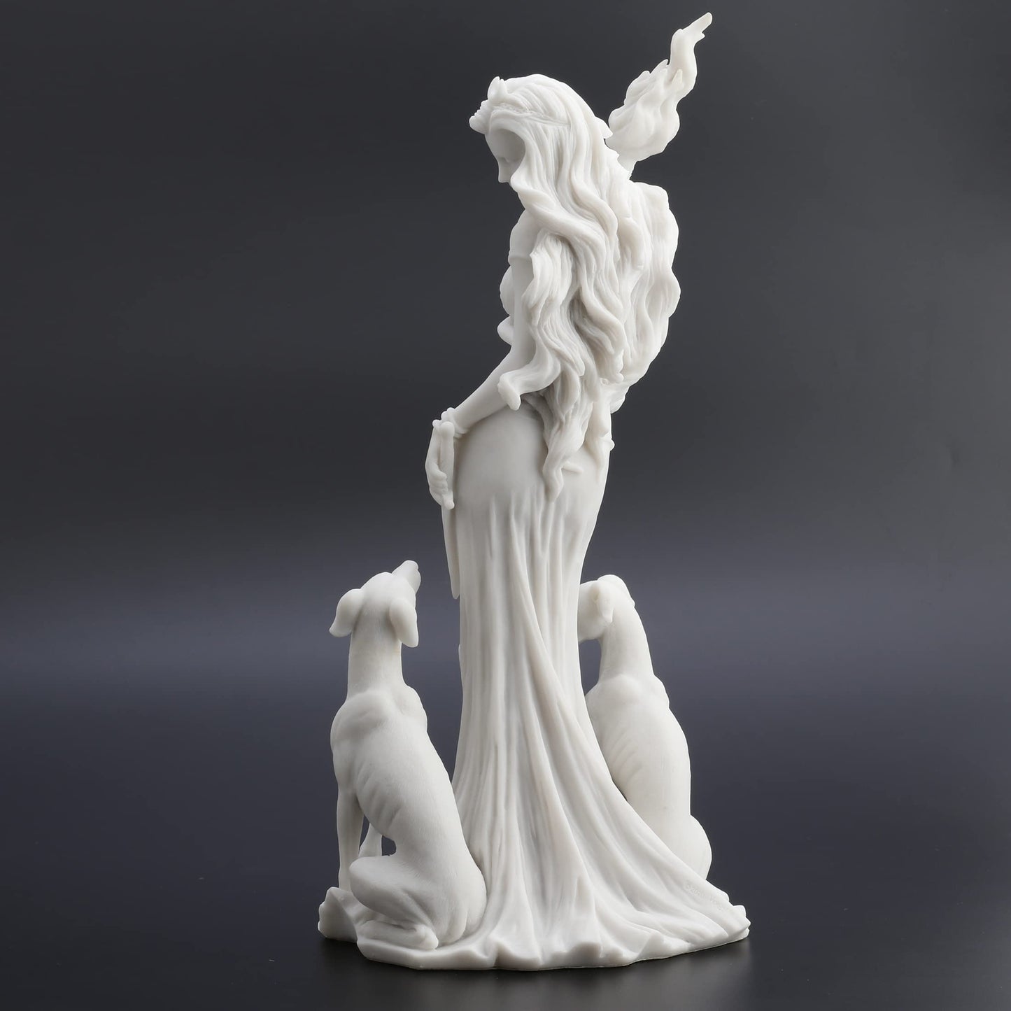 Veronese Design 13 3/8 Inch Hecate Greek Goddess of Magic with her Hounds Resin Sculpture Marble White Finish