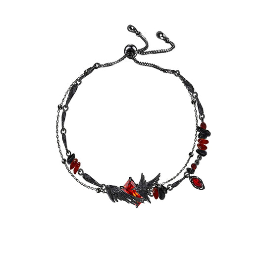 MASW original design hip hop style Red beaded bracelet Gothic Black Crow bracelet Ladies Holiday party gift M3363