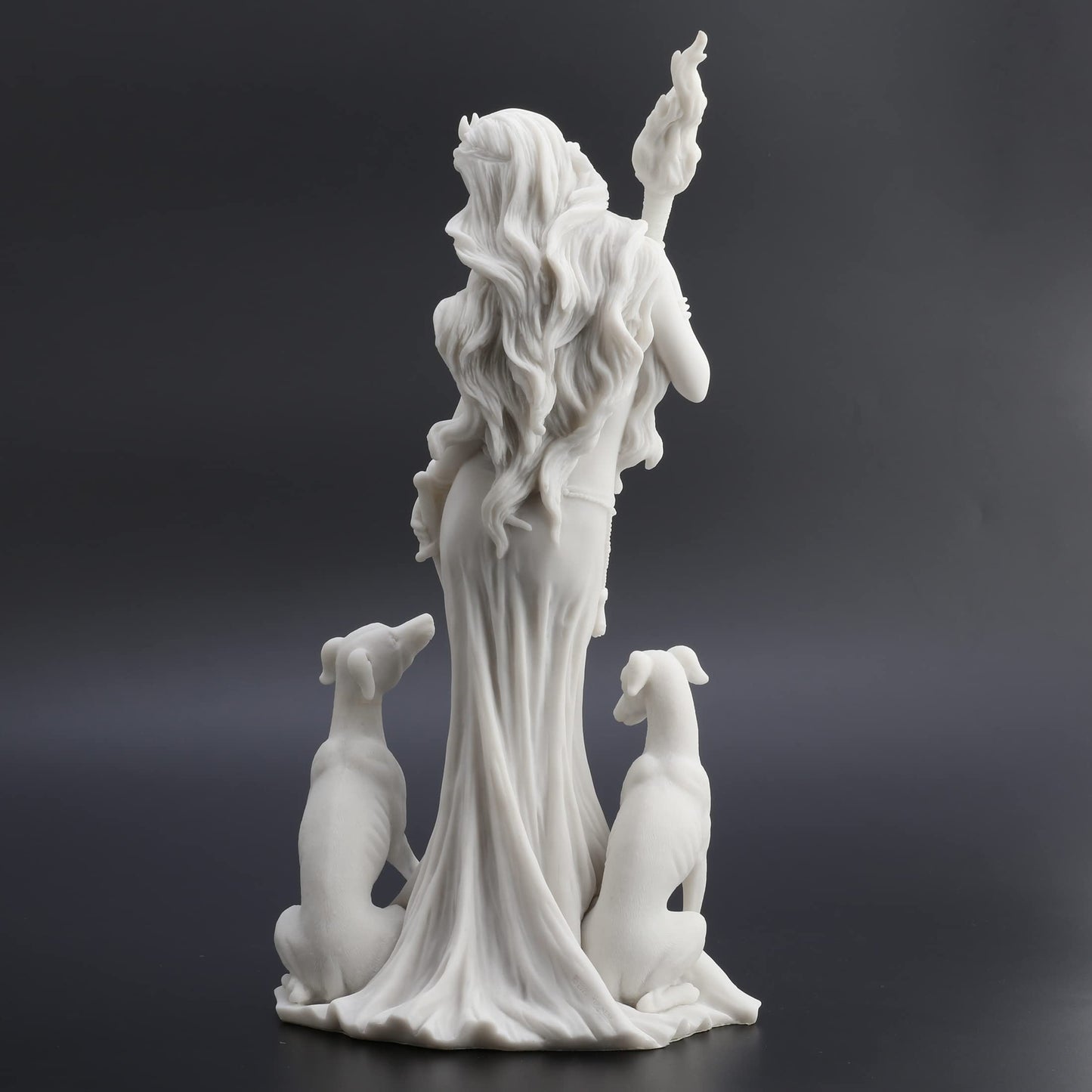Veronese Design 13 3/8 Inch Hecate Greek Goddess of Magic with her Hounds Resin Sculpture Marble White Finish