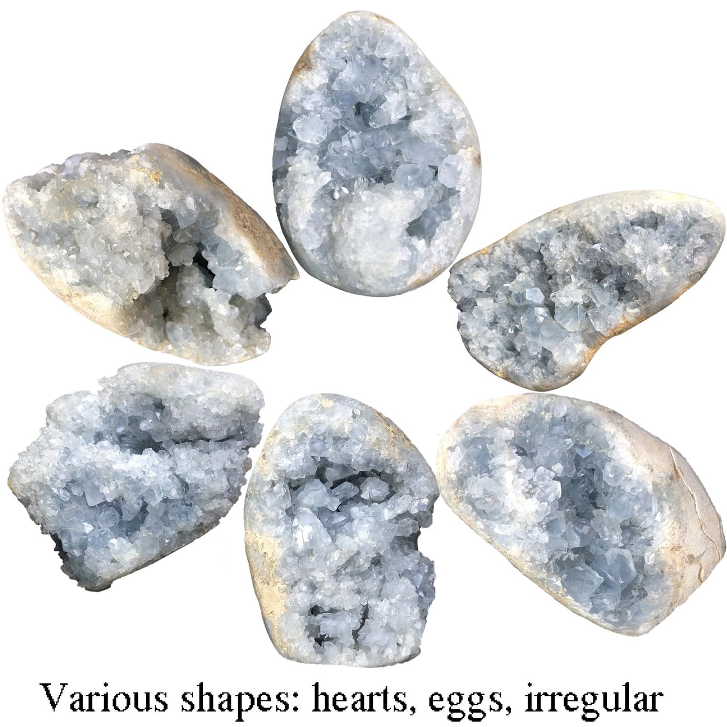MOGEMT Large Raw Blue Celestite Crystal Geode Natural Healing Crystal Cluster Irregular Celestine Stone Home Decor 4-6 Lbs