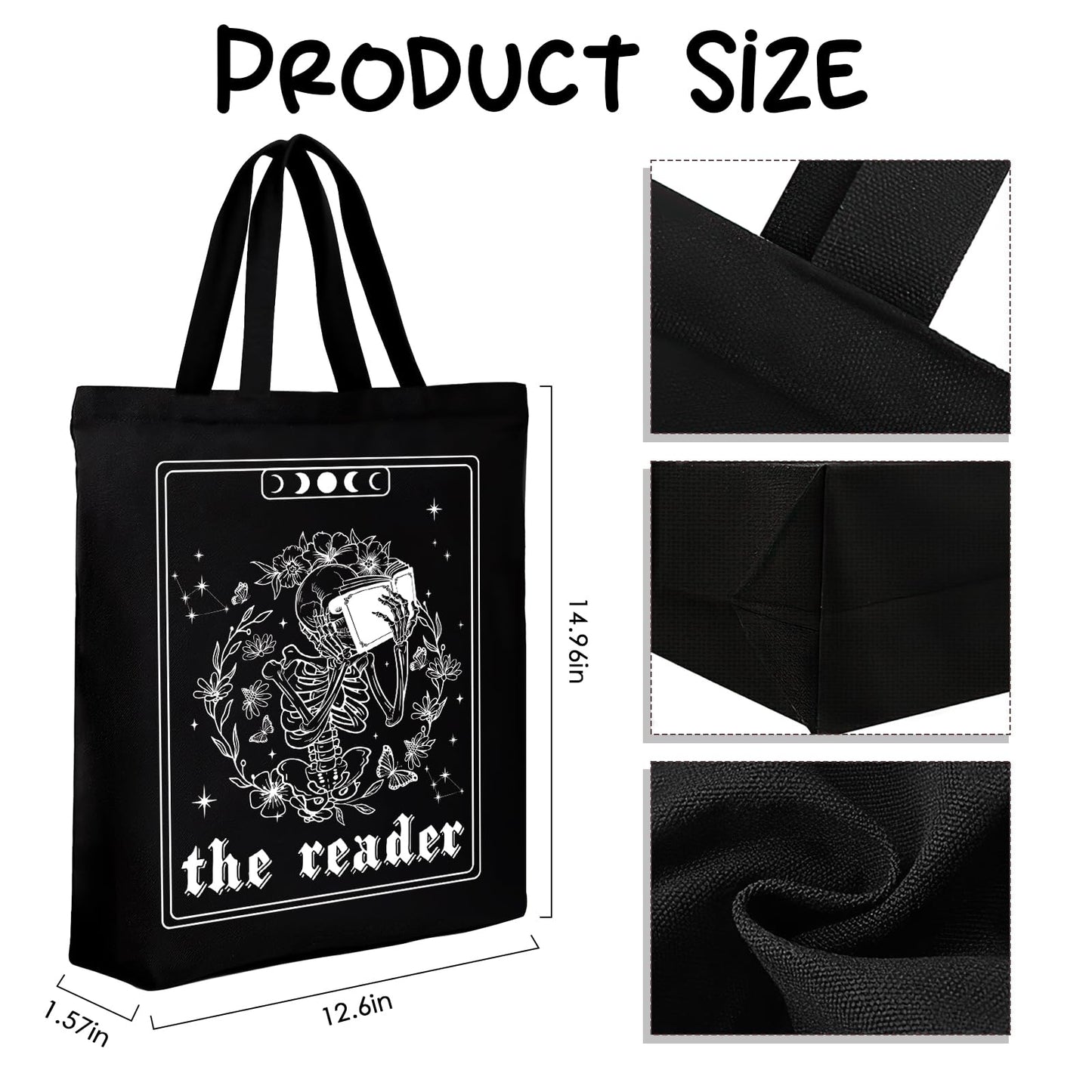 VeloKomo Gothic Canvas Bag Set - Smut Book Lover Gift 2Pcs Be Kind Reusable Funny Read Cloth Bags with Makeup Bag Aesthetic Romance Smutty Gifts for Lovers Birthday Shopping Reading Grocery Travel