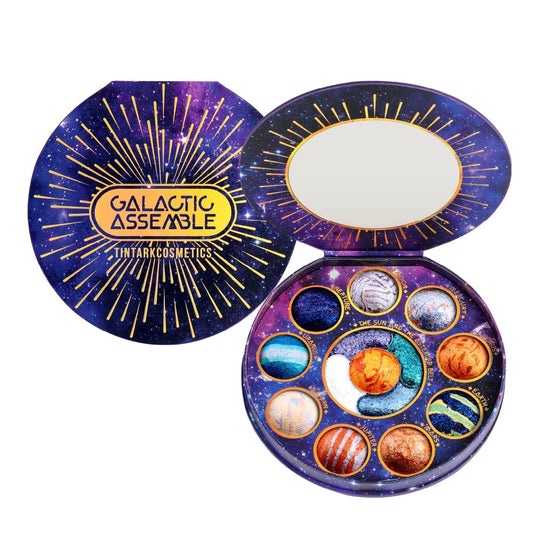Tintark Galactic Assemble Eyeshadow Palette 14 Colors Glitter Shimmer Metallic Eye Shadow Pallet Brown Blue Galaxy Eye Makeup Palettes Create Space-like Eyes Make up Vegan & Talc Free