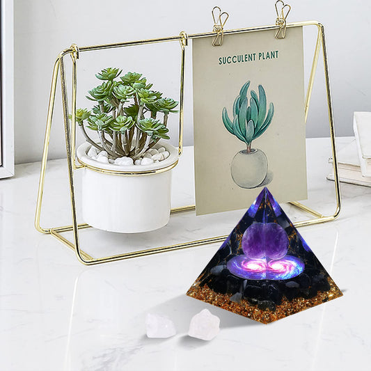 Hopeseed Orgone Pyramid for Positive Energy, Orgonite Amethyst&Obsidian Healing Crystal Pyramids for Reduce Stress Chakra Reiki Healing Meditation Attracts Lucky and Success