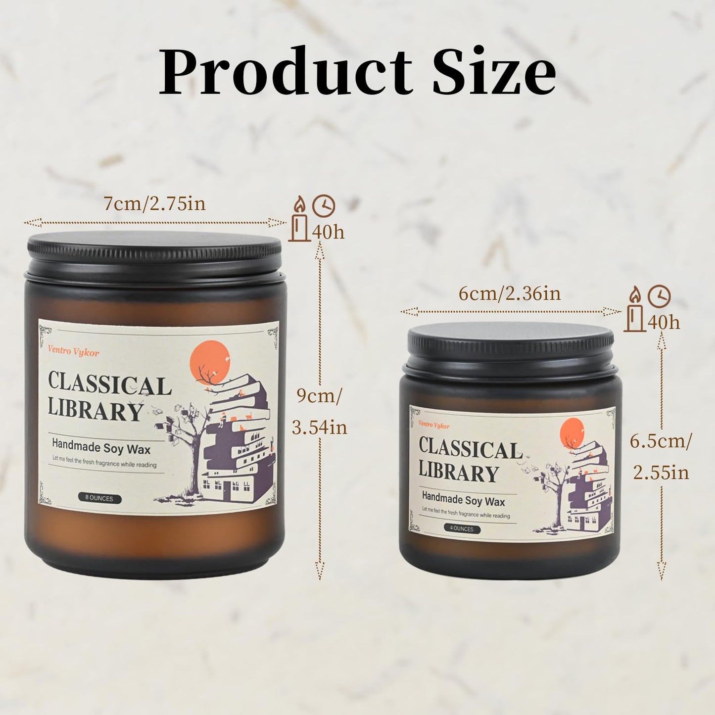 Ventro Vykor Classical Library Candle,Book Lovers Gifts,4 oz 20 Hours Burn Soy Wax Candle Gift for Readers Birthday Gifts for Book Lovers,Librarian