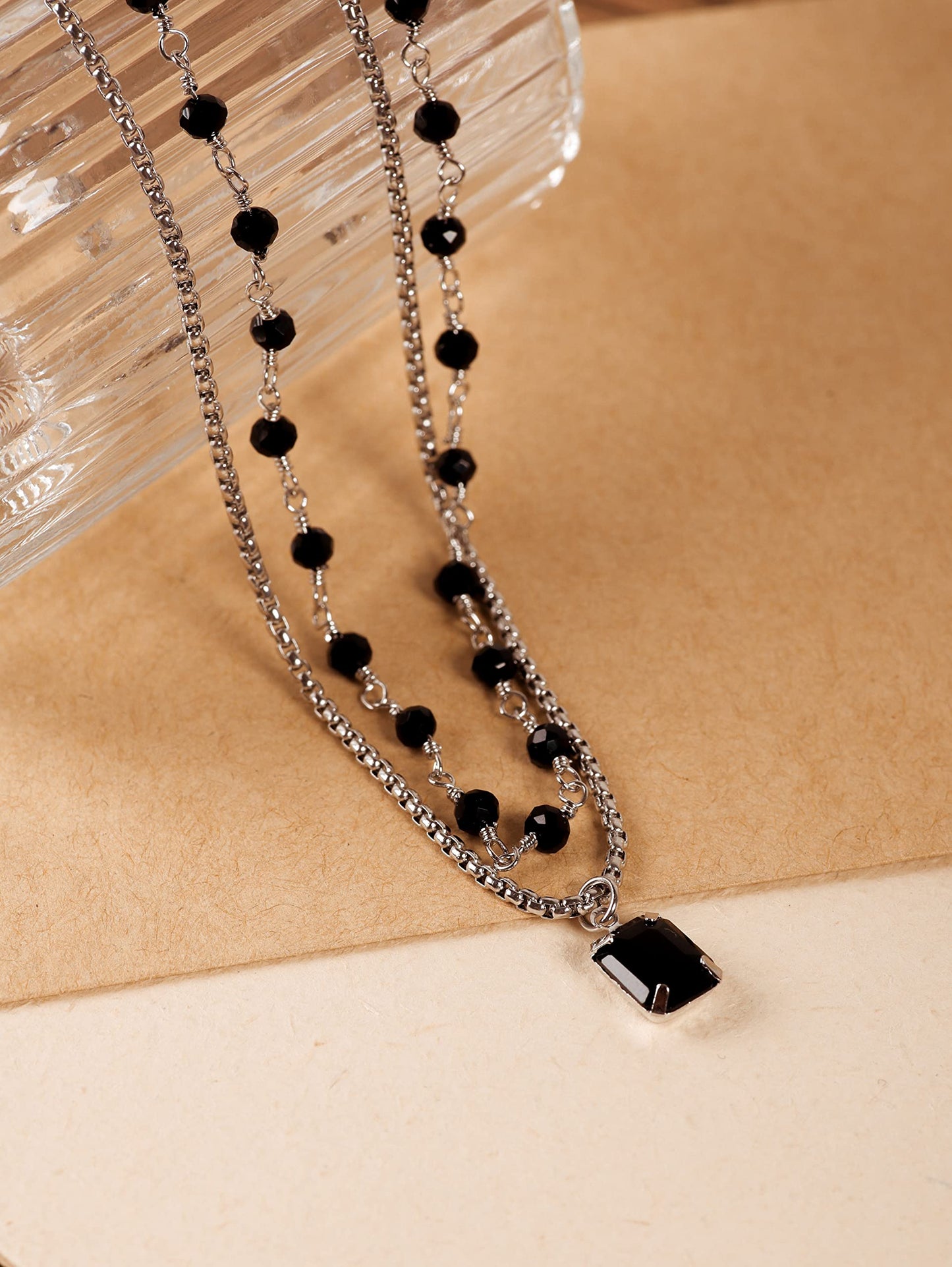 Sacina Gothic Boho Crystal Necklace, Layered Necklace, Black Choker, Gothic Choker, Christmas New Year Jewelry Gift For Women
