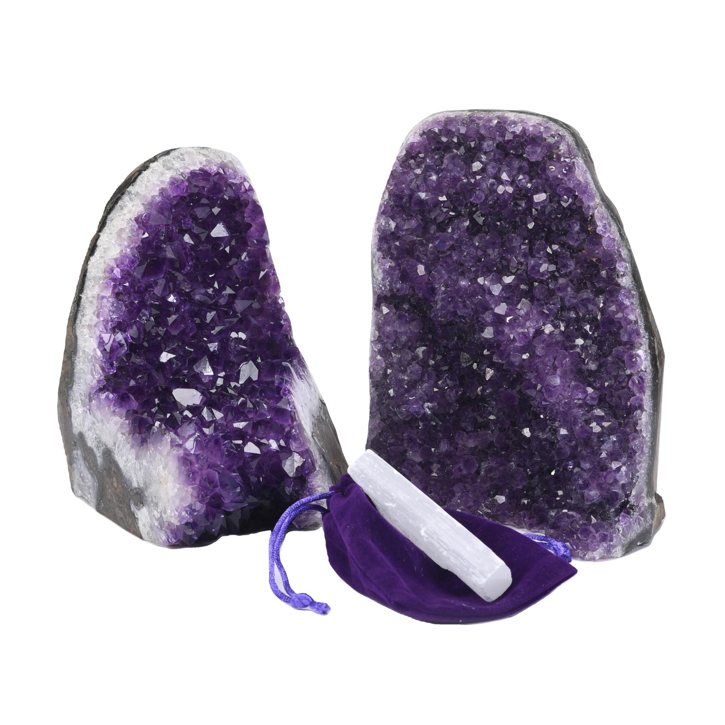 Extreme Rocks & Fossils Premium Amethyst Geode Stone Cluster [1 to 1.5 lb.] - Each Piece is Unique & Natural - Real Raw Healing Crystal Rock from Uruguay - Deep Purple Decoration - Free Selenite Wand